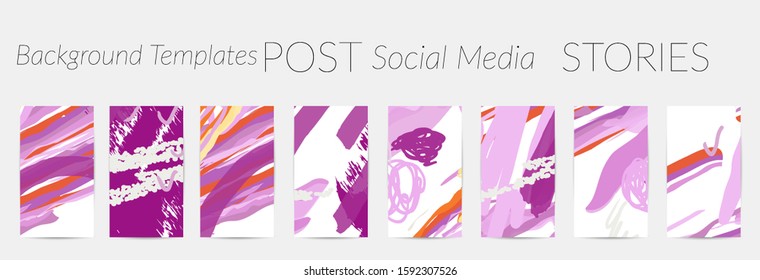 Social media story templates. Bright colored with hand drawn scribbles Easter holiday textures. Seasonal sale banner. Birthday party or anniversary invitation. Spring holiday art background set.