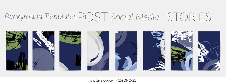 Social media story templates. Bright colored with hand drawn scribbles Easter holiday textures. Seasonal sale banner. Birthday party or anniversary invitation. Spring holiday art background set.