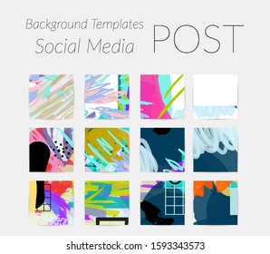 Social media story templates. Bright colored with hand drawn scribbles Easter holiday textures. Seasonal sale banner. Birthday party or anniversary invitation. Spring holiday art background set.