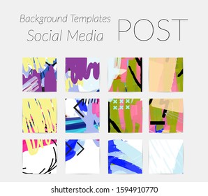 Social media story templates. Bright colored with hand drawn scribbles Easter holiday textures. Seasonal sale banner. Birthday party or anniversary invitation. Spring holiday art background set.