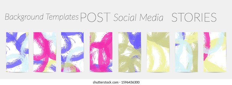 Social media story templates. Bright colored with hand drawn scribbles Easter holiday textures. Seasonal sale banner. Birthday party or anniversary invitation. Spring holiday art background set.