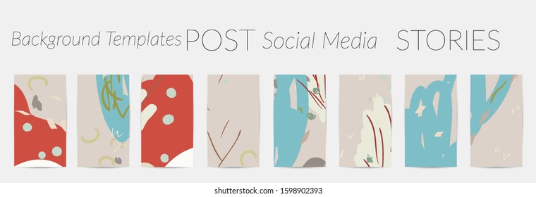 Social media story templates. Bright colored with hand drawn scribbles Easter holiday textures. Seasonal sale banner. Birthday party or anniversary invitation. Spring holiday art background set.