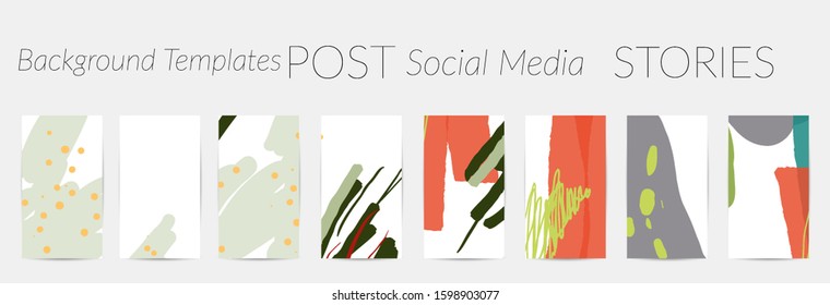 Social media story templates. Bright colored with hand drawn scribbles Easter holiday textures. Seasonal sale banner. Birthday party or anniversary invitation. Spring holiday art background set.