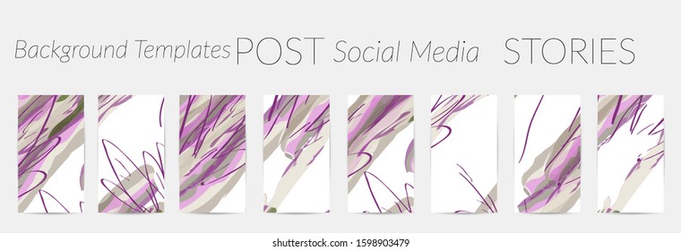 Social media story templates. Bright colored with hand drawn scribbles  