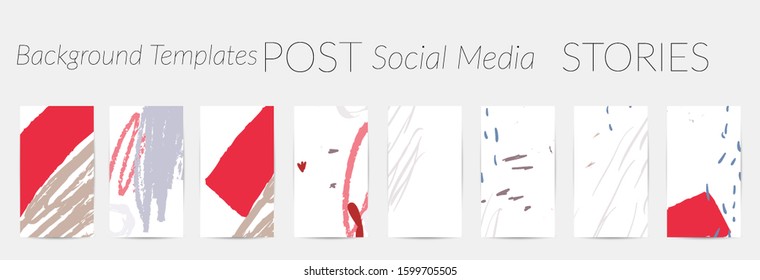 Social media story templates. Bright colored with hand drawn scribbles Easter holiday textures. Seasonal sale banner. Birthday party or anniversary invitation. Spring holiday art background set.