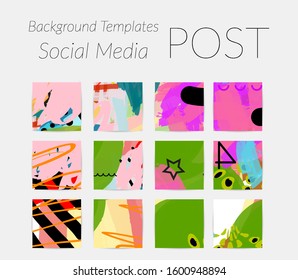 Social media story templates. Bright colored with hand drawn scribbles Easter holiday textures. Seasonal sale banner. Birthday party or anniversary invitation. Spring holiday art background set.