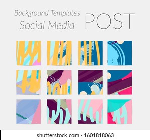 Social media story templates. Bright colored with hand drawn scribbles Easter holiday textures. Seasonal sale banner. Birthday party or anniversary invitation. Spring holiday art background set.