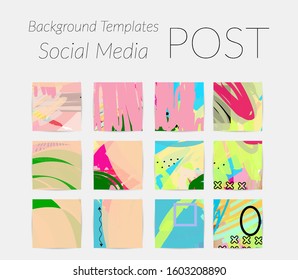 Social media story templates. Bright colored with hand drawn scribbles Easter holiday textures. Seasonal sale banner. Birthday party or anniversary invitation. Spring holiday art background set.