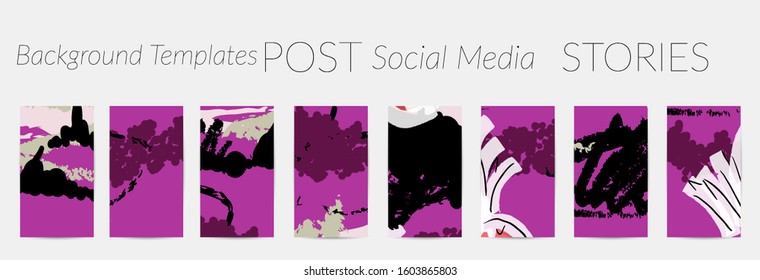 Social media story templates. Bright colored with hand drawn scribbles Easter holiday textures. Seasonal sale banner. Birthday party or anniversary invitation. Spring holiday art background set.
