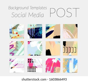 Social media story templates. Bright colored with hand drawn scribbles Easter holiday textures. Seasonal sale banner. Birthday party or anniversary invitation. Spring holiday art background set.
