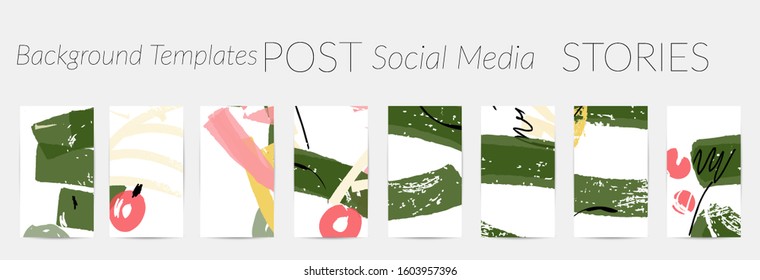 Social media story templates. Bright colored with hand drawn scribbles Easter holiday textures. Seasonal sale banner. Birthday party or anniversary invitation. Spring holiday art background set.