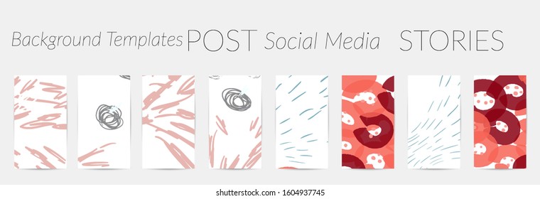 Social media story templates. Bright colored with hand drawn scribbles Easter holiday textures. Seasonal sale banner. Birthday party or anniversary invitation. Spring holiday art background set.