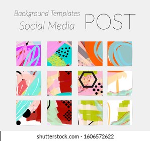 Social media story templates. Bright colored with hand drawn scribbles Easter holiday textures. Seasonal sale banner. Birthday party or anniversary invitation. Spring holiday art background set.
