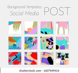 Social media story templates. Bright colored with hand drawn scribbles Easter holiday textures. Seasonal sale banner. Birthday party or anniversary invitation. Spring holiday art background set.