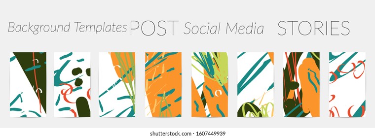 Social media story templates. Bright colored with hand drawn scribbles Easter holiday textures. Seasonal sale banner. Birthday party or anniversary invitation. Spring holiday art background set.
