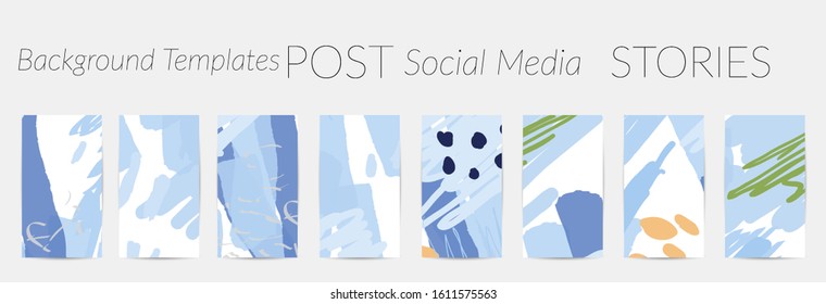 Social media story templates. Bright colored with hand drawn scribbles Easter holiday textures. Seasonal sale banner. Birthday party or anniversary invitation. Spring holiday art background set.