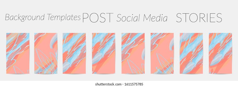 Social media story templates. Bright colored with hand drawn scribbles Easter holiday textures. Seasonal sale banner. Birthday party or anniversary invitation. Spring holiday art background set.
