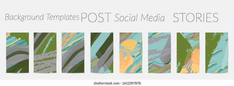 Social media story templates. Bright colored with hand drawn scribbles Easter holiday textures. Seasonal sale banner. Birthday party or anniversary invitation. Spring holiday art background set.