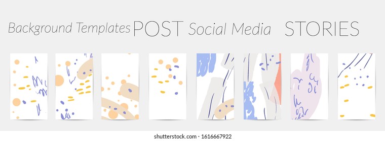 Social media story templates. Bright colored with hand drawn scribbles Easter holiday textures. Seasonal sale banner. Birthday party or anniversary invitation. Spring holiday art background set.