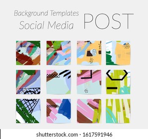 Social media story templates. Bright colored with hand drawn scribbles Easter holiday textures. Seasonal sale banner. Birthday party or anniversary invitation. Spring holiday art background set.