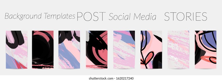 Social media story templates. Bright colored with hand drawn scribbles Easter holiday textures. Seasonal sale banner. Birthday party or anniversary invitation. Spring holiday art background set.