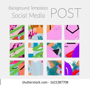 Social media story templates. Bright colored with hand drawn scribbles Easter holiday textures. Seasonal sale banner. Birthday party or anniversary invitation. Spring holiday art background set.