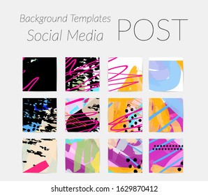 Social media story templates. Bright colored with hand drawn scribbles Easter holiday textures. Seasonal sale banner. Birthday party or anniversary invitation. Spring holiday art background set.