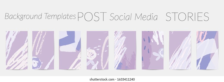 Social media story templates. Bright colored with hand drawn scribbles Easter holiday textures. Seasonal sale banner. Birthday party or anniversary invitation. Spring holiday art background set.