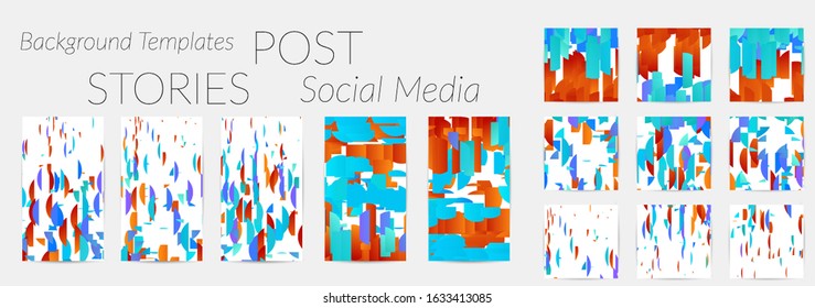 Social media story templates. Bright colored with hand drawn scribbles Easter holiday textures. Seasonal sale banner. Birthday party or anniversary invitation. Spring holiday art background set.