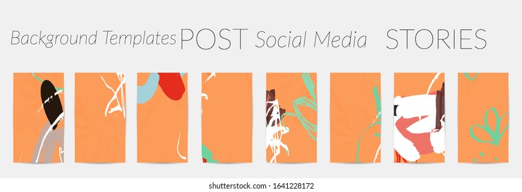 Social media story templates. Bright colored with hand drawn scribbles Easter holiday textures. Seasonal sale banner. Birthday party or anniversary invitation. Spring holiday art background set.