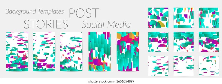 Social media story templates. Bright colored with hand drawn scribbles Easter holiday textures. Seasonal sale banner. Birthday party or anniversary invitation. Spring holiday art background set.