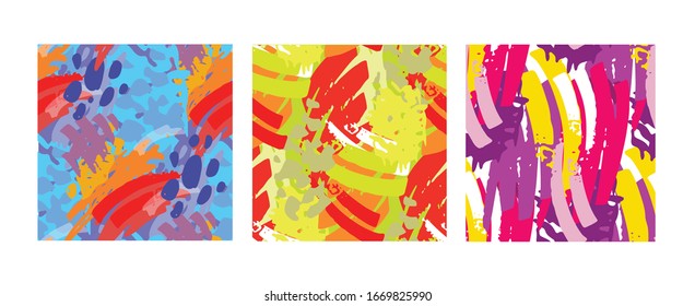 Social media story templates. Bright colored with hand drawn scribbles Abstract pattern. Seasonal sale banner. Birthday party or anniversary invitation. Spring holiday art background set.
