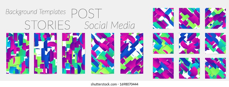 Social media story templates. Bright colored with hand drawn scribbles Easter holiday textures. Seasonal sale banner. Birthday party or anniversary invitation. Spring holiday art background set.