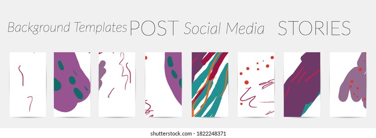 Social media story templates. Bright colored with hand drawn scribbles Easter holiday textures. Seasonal sale banner. Birthday party or anniversary invitation. Spring holiday art background set.
