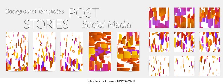 Social media story templates. Bright colored with hand drawn scribbles Easter holiday textures. Seasonal sale banner. Birthday party or anniversary invitation. Spring holiday art background set.