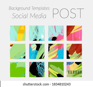 Social media story templates. Bright colored with hand drawn scribbles Easter holiday textures. Seasonal sale banner. Birthday party or anniversary invitation. Spring holiday art background set.