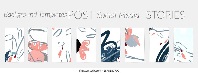 Social media story templates. Bright colored with hand drawn scribbles Easter holiday textures. Seasonal sale banner. Birthday party or anniversary invitation. Spring holiday art background set.