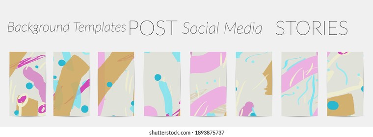 Social media story templates. Bright colored with hand drawn scribbles Easter holiday textures. Seasonal sale banner. Birthday party or anniversary invitation. Spring holiday art background set.