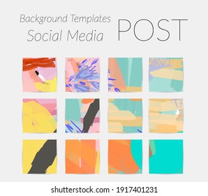 Social media story templates. Bright colored with hand drawn scribbles Easter holiday textures. Seasonal sale banner. Birthday party or anniversary invitation. Spring holiday art background set.