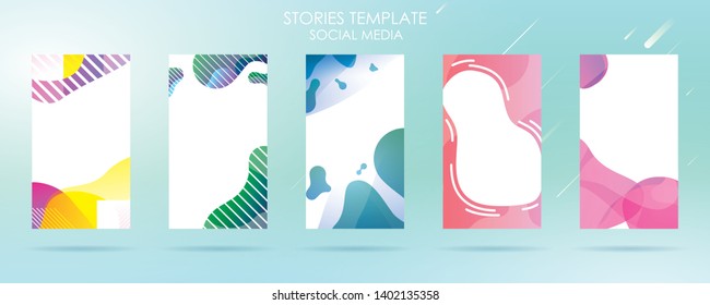 social media story with wave liquid and gradient splashes collection for , can use for sale banner background, photo, summer sale , website, mobile app, poster, flyer, coupon, gift card - Vector