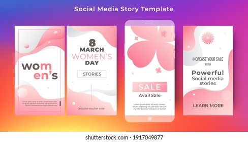 Social media story women's day template. Social media story concept of women's day frame.