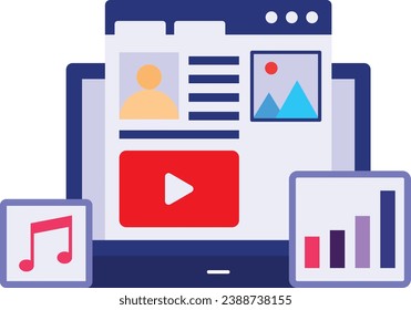 Estrategia de medios sociales Concepto Vector Icono Diseño, Símbolo de estrategia empresarial, Signo de plan de marketing, administración y gestión operativa Ilustración de stock
