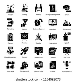 
Social Media Strategy Glyph Icons 
