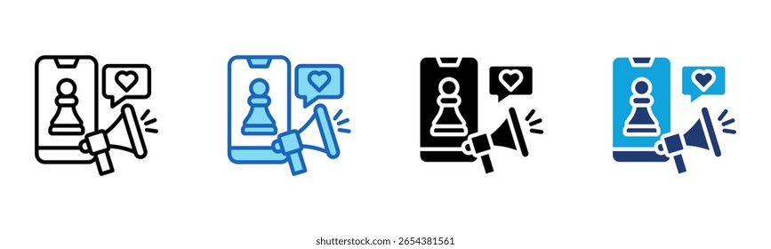 Icono de estrategia de redes sociales Ilustración vectorial de estilo múltiple