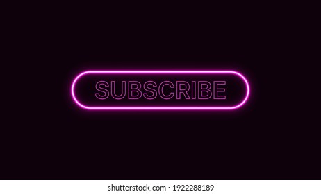 Social media subscribe neon button for website and UI material. vector illustration