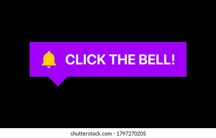 Social Media Subscribe Notification. Click The Bell Reaction Vector Illustration On Black Background 