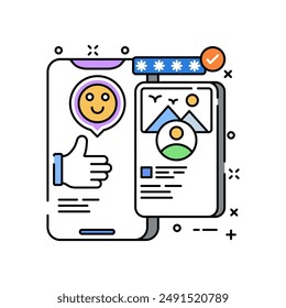 Social Media Support Filled Color Icon, Vector illustration