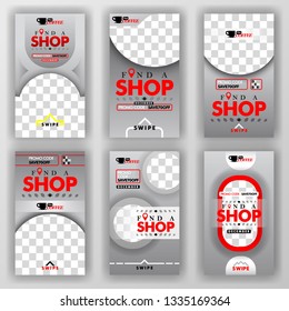 social media swipe stories set for background online promotion and online startup businesses. can be use for, landing page, website, mobile app, poster, flyer, coupon, gift card, smartphone ,web design