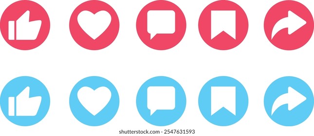 social media symbol like comment share sign