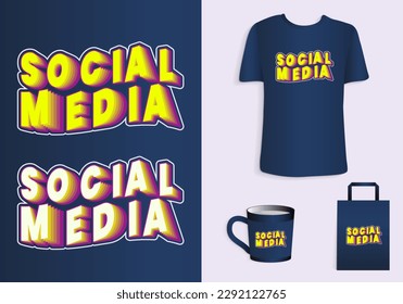 Social media t shirt design. Typography t-shirt, tote bag, and cup design for merchandise and print. Mock-up templates included